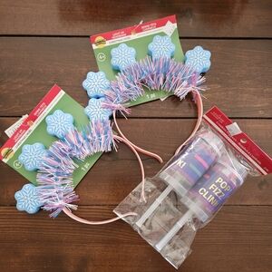 Ashland Christmas Party Set - 2 x Snowflake Light Up Headbands & Confetti Popper